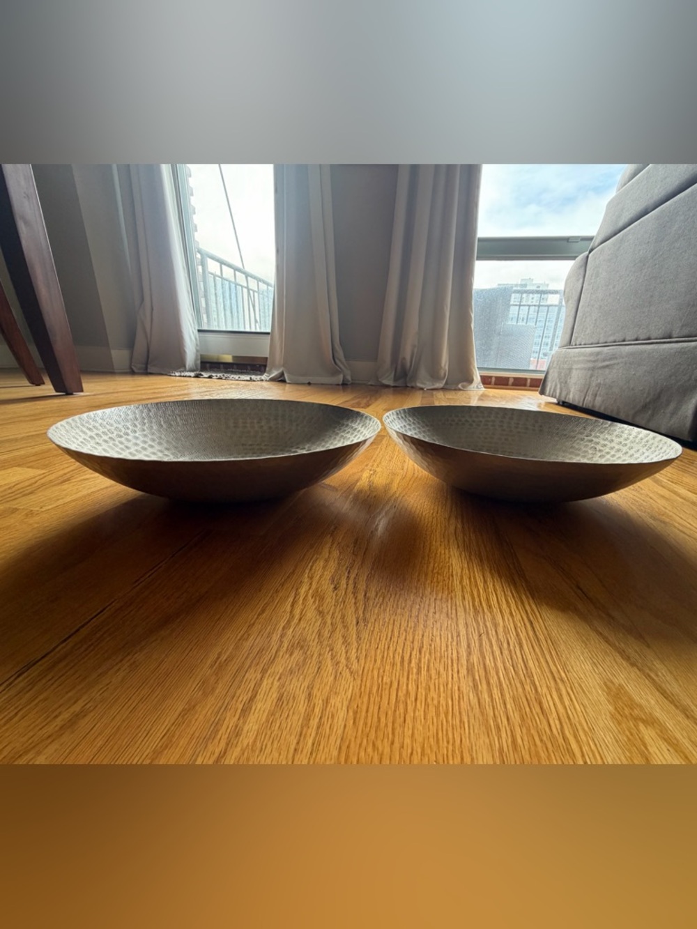 Hand-Hammered Decorative Bowls - Metal Finish (Set of 2)